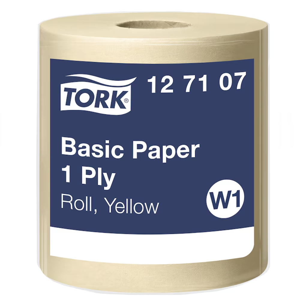 Tork Basic W1 1x rullpühkepaber kollane, 1190m
