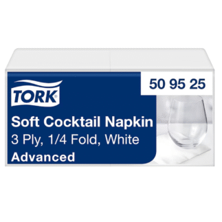 Tork Soft Cocktail 24 salvrätt 3x, valge 1/4, 2400tk
