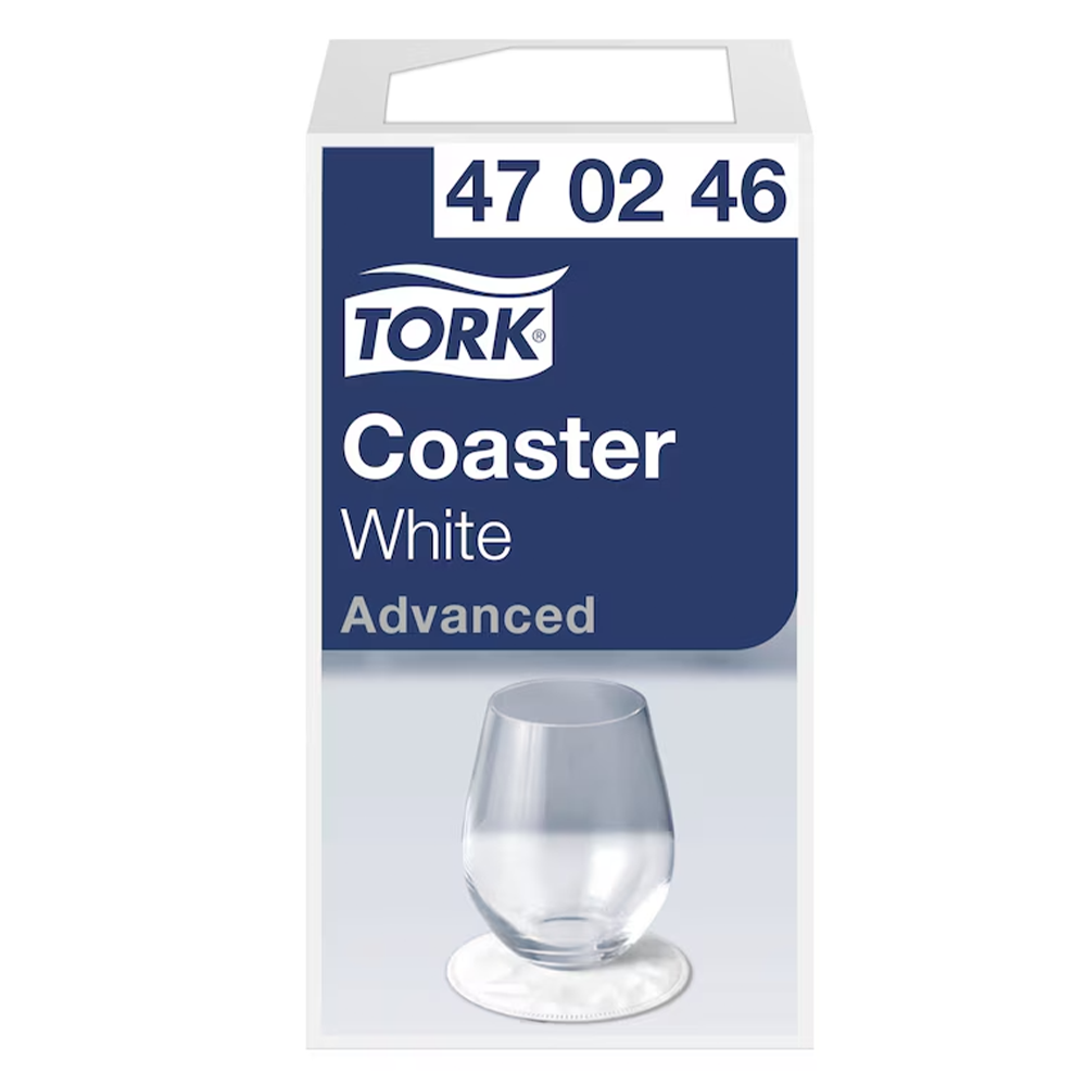 Tork Coaster 8x klaasialus 9cm valge 250tk, kastis 12pk