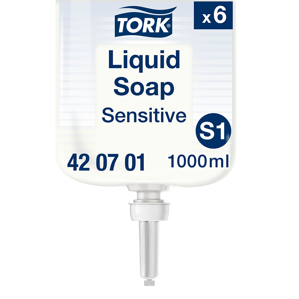 Tork Extra Mild Liquid Soap S1 eriti õrn lõhnatu vedelseep 1L, kastis 6tk
