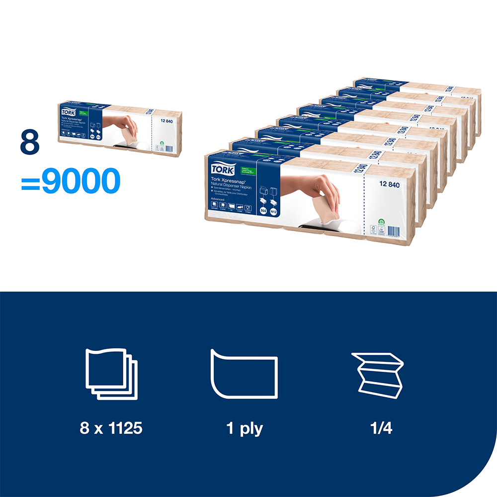 Tork Xpressnap Natural N4 1x salvrätid loodusvalge 1/4, 9000tk - Image 2