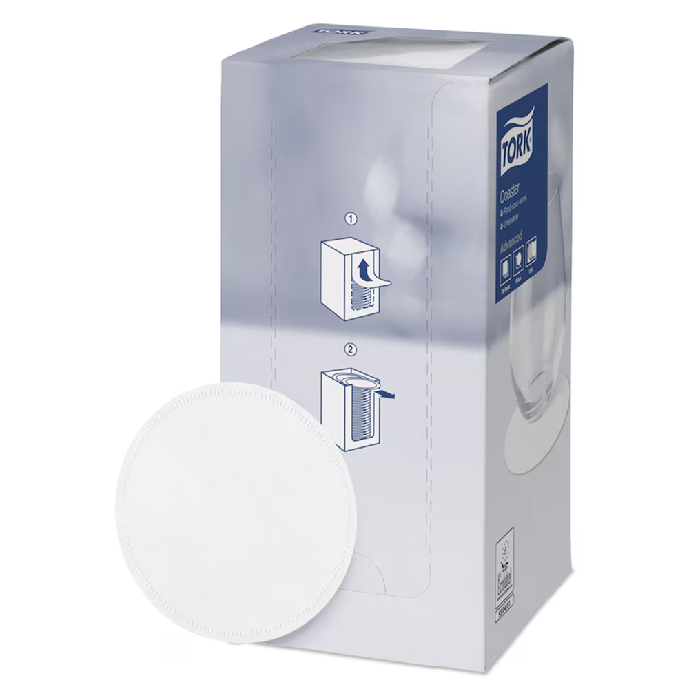 Tork Coaster 8x klaasialus 9cm valge 250tk, kastis 12pk - Image 2