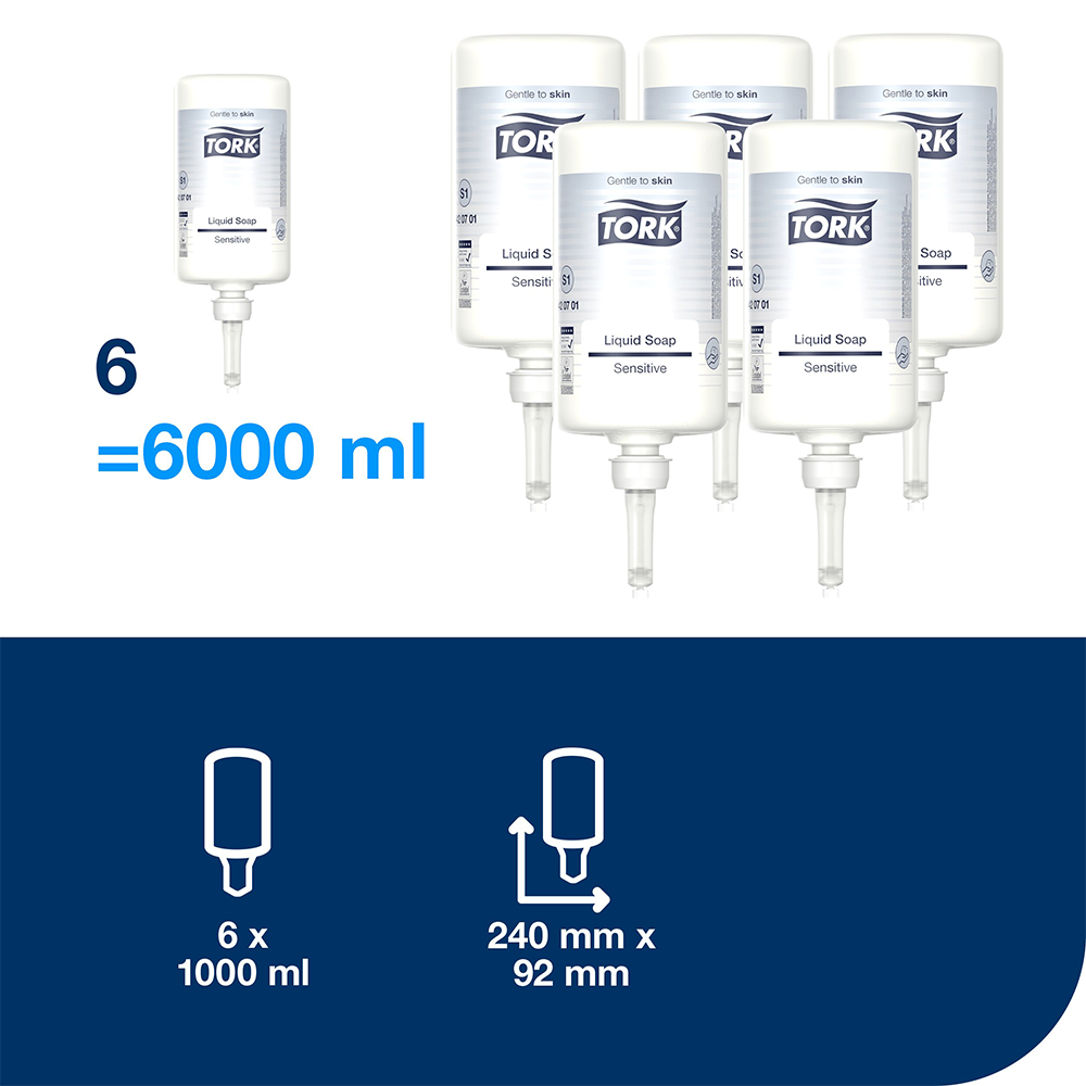 Tork Extra Mild Liquid Soap S1 eriti õrn lõhnatu vedelseep 1L, kastis 6tk - Image 5
