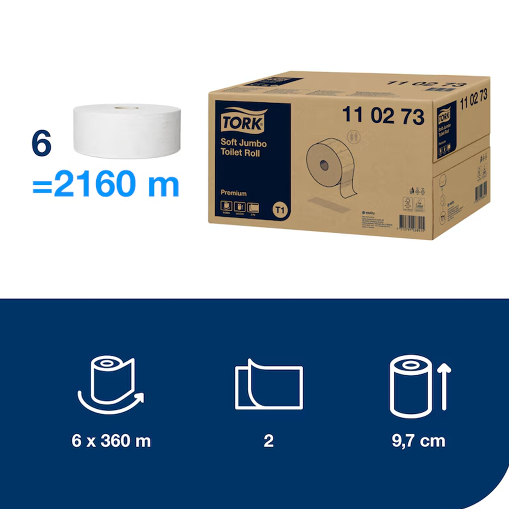 Tork Jumbo Soft T1 2x tualettpaber, 6x360m - Image 4