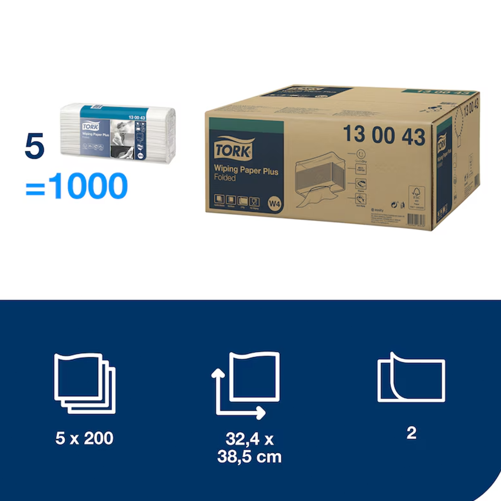 Tork Wiping Paper Plus W4 2x lehtpühkepaber, 5x200tk - Image 4