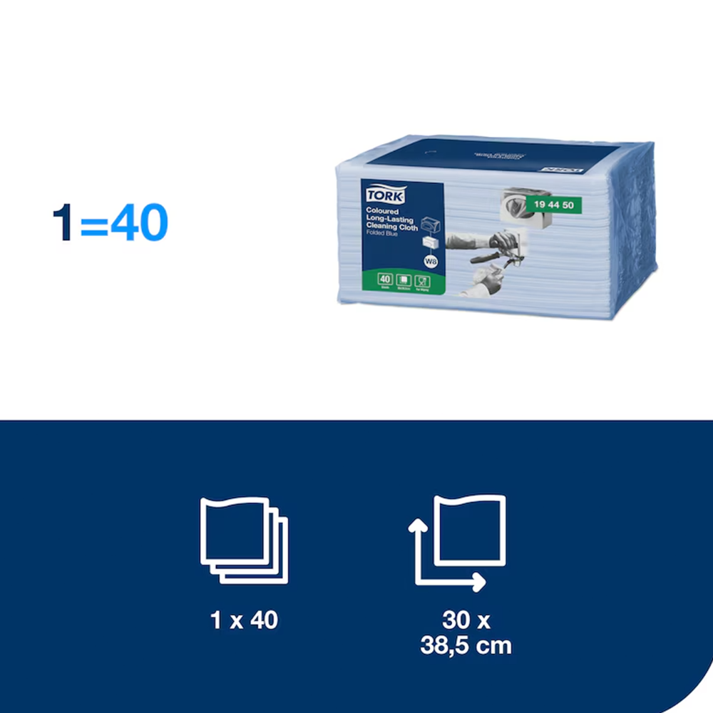 Tork Colour Coded W8 puhastuslapp sinine 40tk, kastis 8pk - Image 5