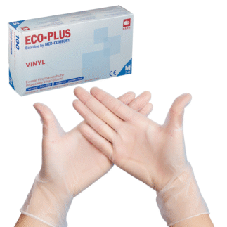 EcoPlus ühekordsed vinüülkindad puudrita M(7-8) 100tk, kastis 10pk