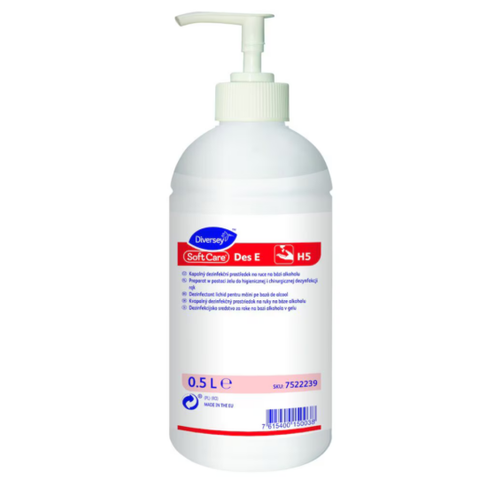 Diversey Soft Care Des E H5 käte desinfitseerimisvahend pumbaga 0,5L, kastis 10tk