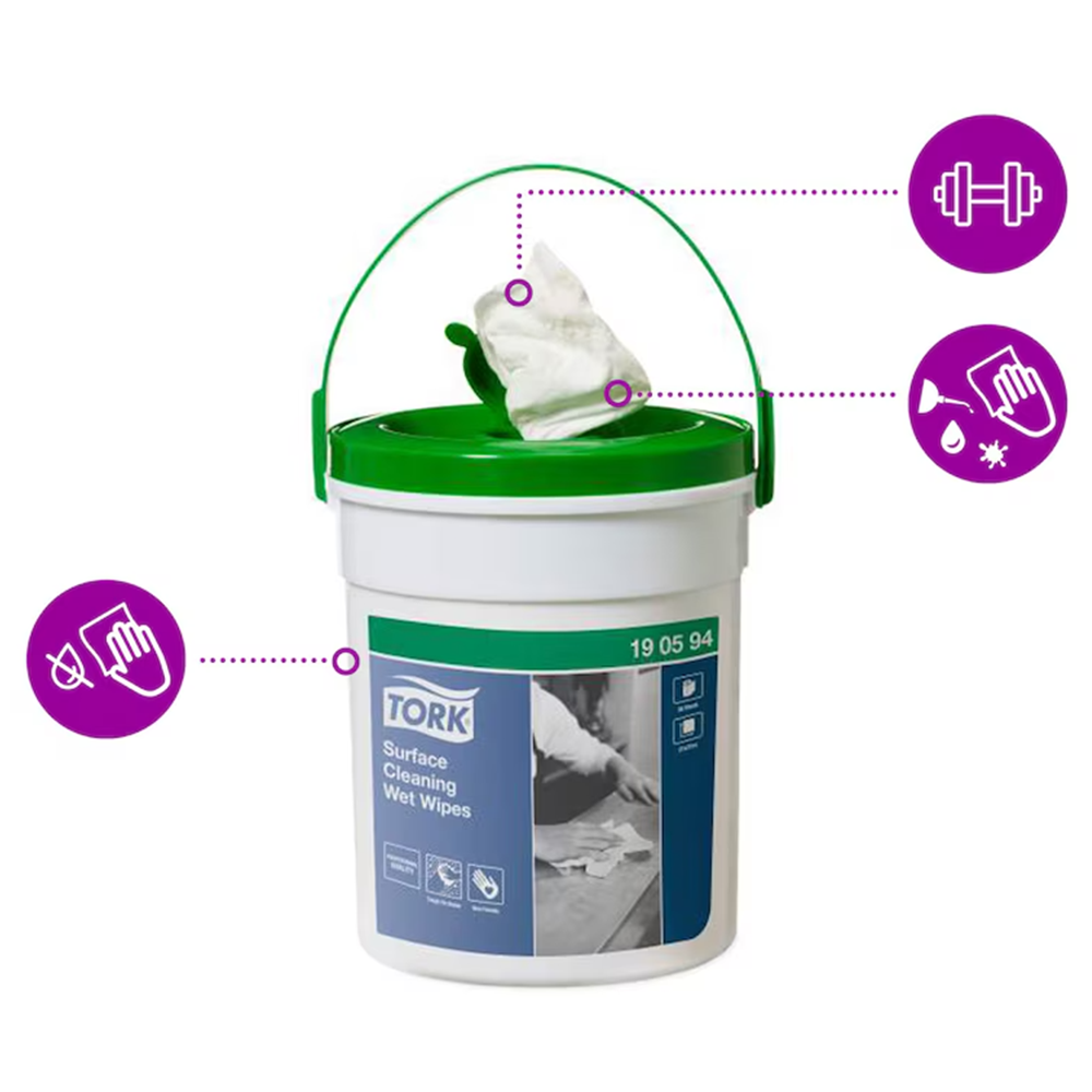 Tork Surface Cleaning Wet Wipes niisked pinnapuhastuslapid plastiknõus, 4x58tk - Image 3