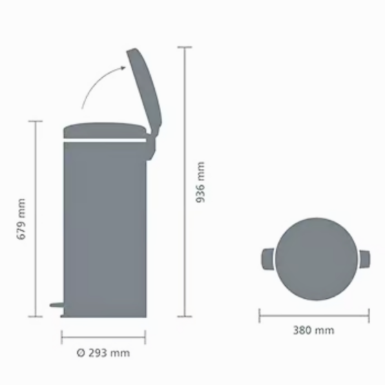 Brabantia NewIcon prügikast pedaaliga 30L, Matt Steel FPP - Image 5