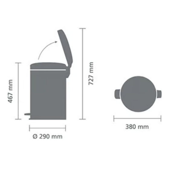 Brabantia NewIcon prügikast pedaaliga 20L, Matt Steel FPP - Image 5