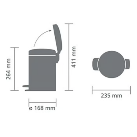 Brabantia NewIcon pedaaliga prügikast 3L, matt teras FPP - Image 7