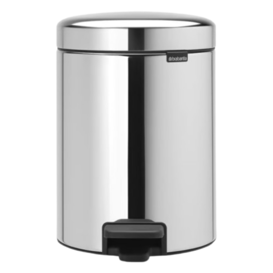 Brabantia NewIcon prügikast pedaaliga 5L, Brilliant Steel