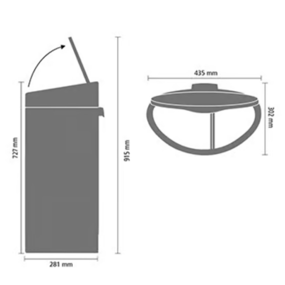 Brabantia Touch Bin urn kaanega 10+23L, Matt Steel FPP - Image 6