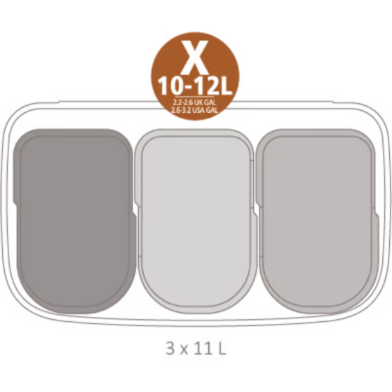 Brabantia Bo Touch Bin jalgadel prügikast 3x11L, White - Image 7