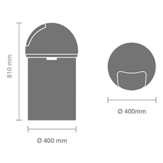 Brabantia Push Bin vajutuskaanega urn  60L, Matt Steel roostevaba - Image 7