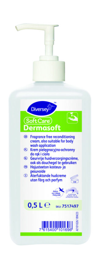 Diversey Soft Care Dermasoft niisutav kreem doseerpumbaga 0,5L, kastis 10tk