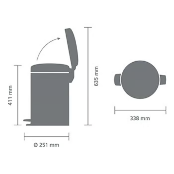 Brabantia NewIcon prügikast pedaaliga 12L, Matt Black - Image 6