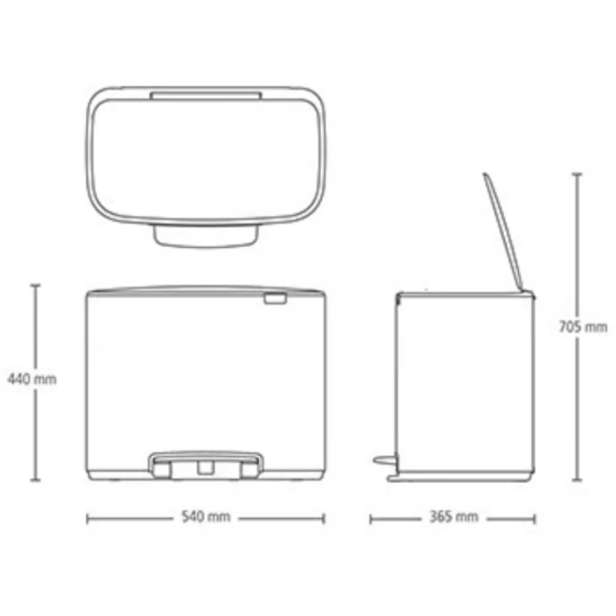 Brabantia Bo pedaaliga prügikast 3x11L, matt teras FPP - Image 8