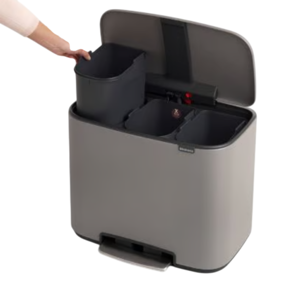 Brabantia Bo pedaaliga prügikast 3x11L, hall - Image 4