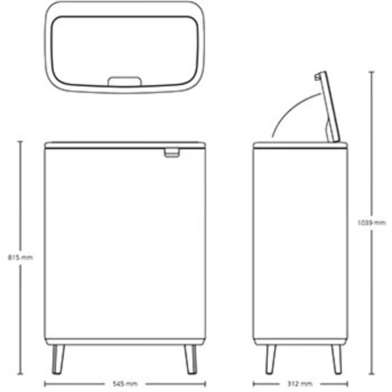 Brabantia Bo Touch Bin Hi jalgadel prügikast 2x30L, Matt Steel FPP - Image 8