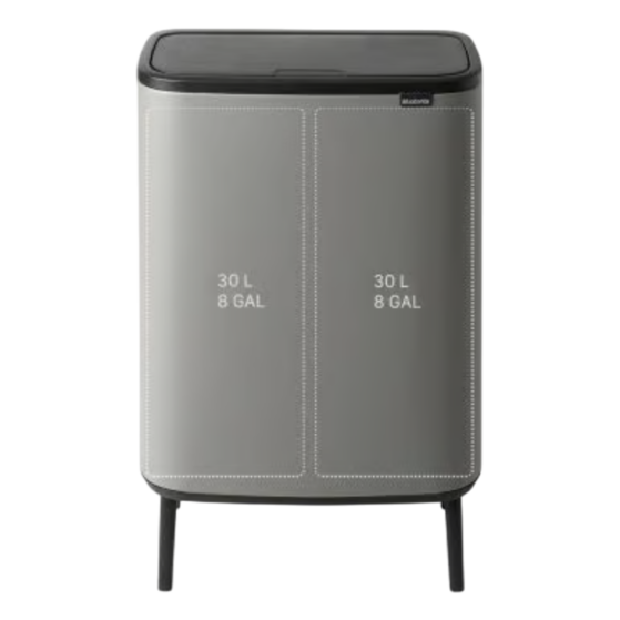 Brabantia Bo Touch Bin Hi jalgadel prügikast 2x30L, Mineral Concrete Grey - Image 2