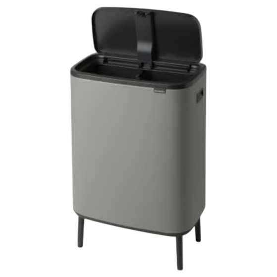 Brabantia Bo Touch Bin Hi jalgadel prügikast 2x30L, Mineral Concrete Grey - Image 4