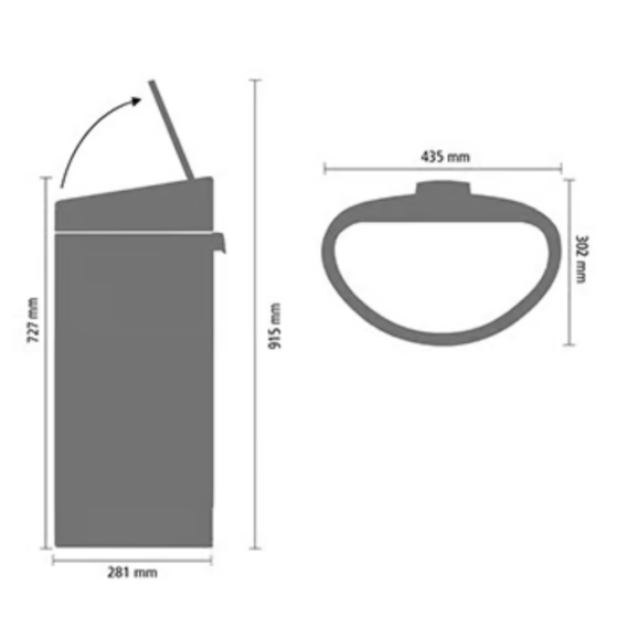 Brabantia Touch Bin prügikast/urn 40L, Matt Steel - Image 8