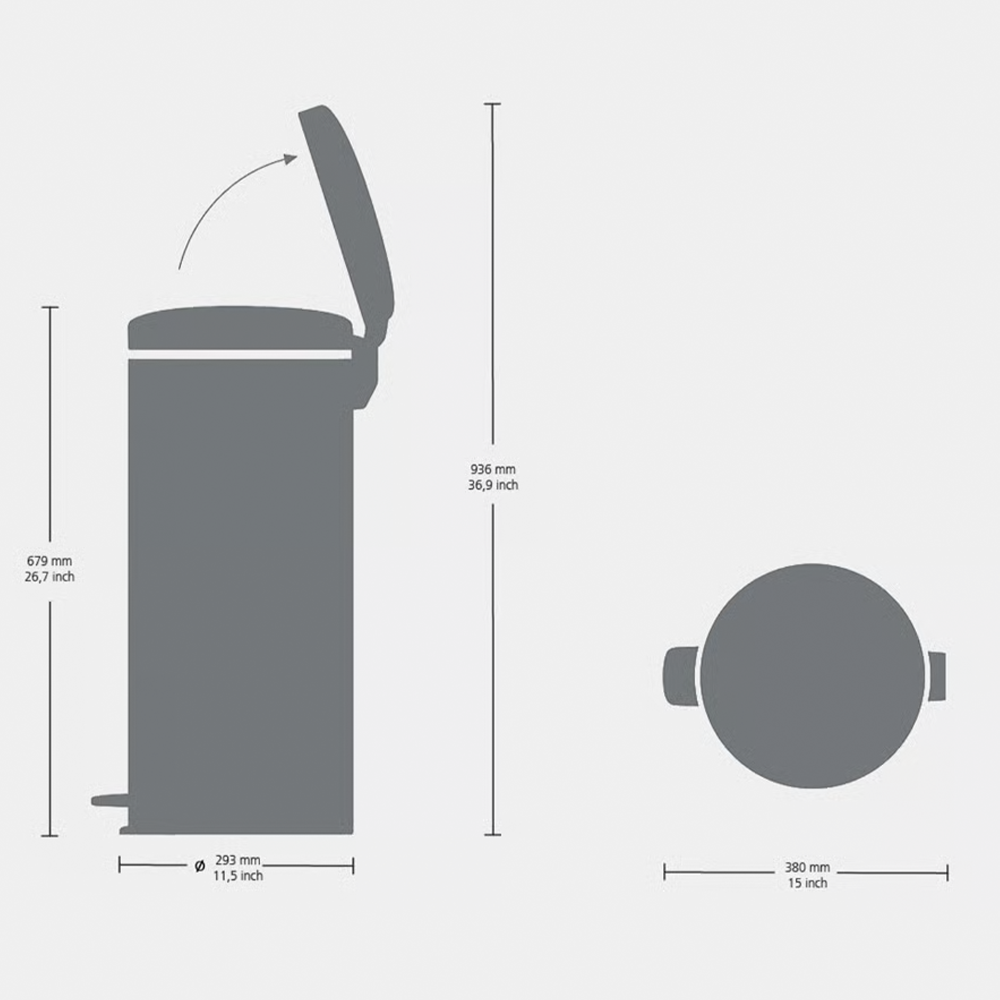 Brabantia NewIcon pedaaliga prügikast 30L, matt teras FPP - Image 6