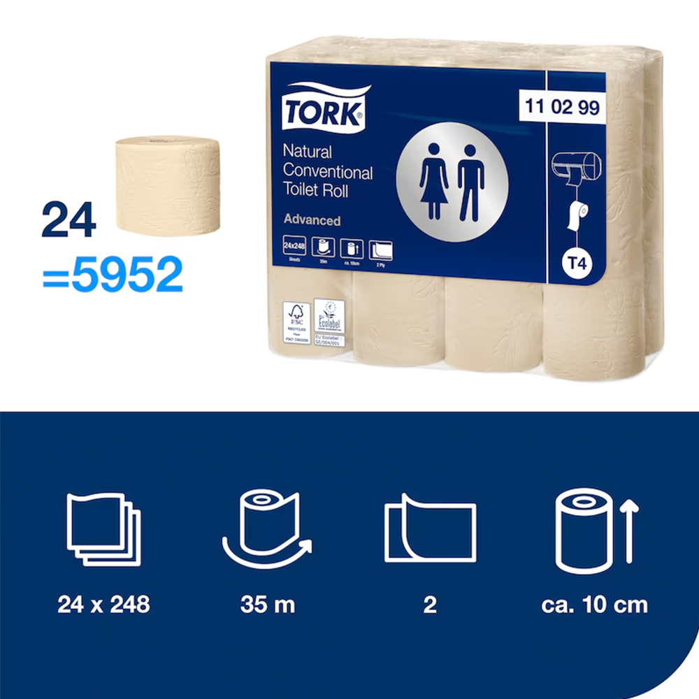 Tork Conventional Advanced 2x loodusvalge tava tualettpaber T4, 24x34,72m - Image 5