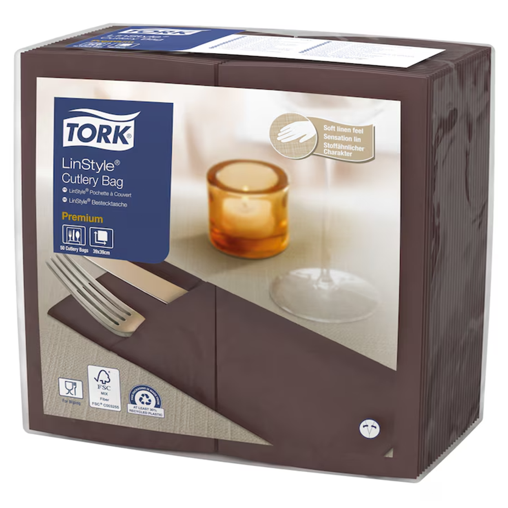 Tork LinStyle 39 söögiriistade tasku-salvrätt, kakao, 600tk - Image 2