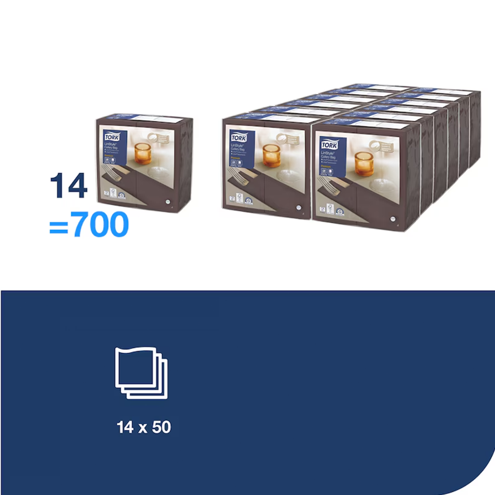 Tork LinStyle 39 söögiriistade tasku-salvrätt, kakao, 600tk - Image 6