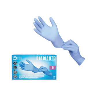 Diamante sinised nitriilkindad puudrita S(6-7) 100tk, kastis 10pk