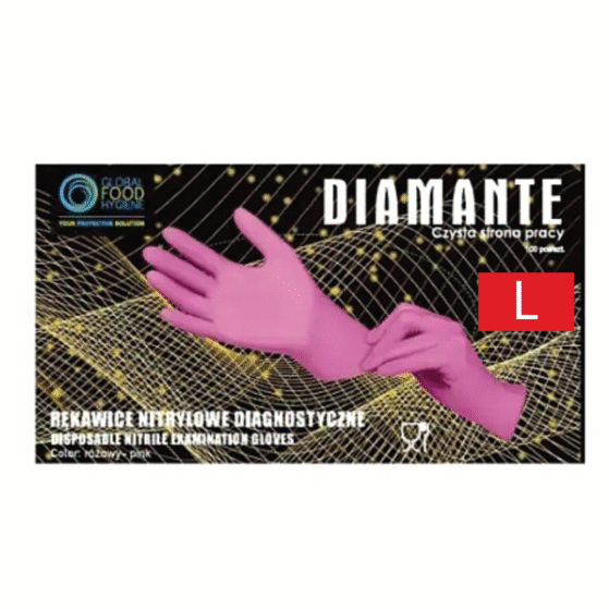 Diamante roosad nitriilkindad puudrita L(8-9) 100tk, kastis 10pk - Image 2