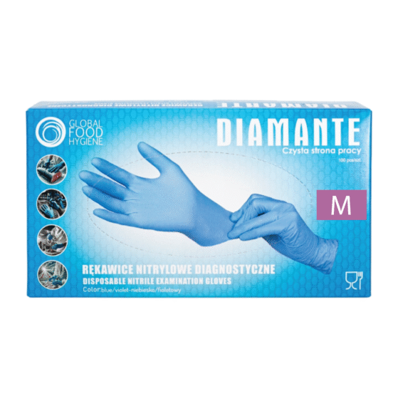 Diamante sinised nitriilkindad puudrita M(7-8) 100tk, kastis 10pk - Image 2