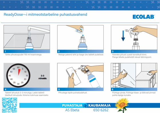 Ecolab ReadyDose Multi-Purpose Cleaner mitmeotstarbiline puhastustabletid 50tk - Image 2