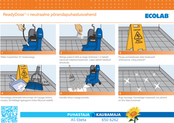 Ecolab ReadyDose Neutral Floor Cleaner neutraalne põrandapuhastustabletid 60tk - Image 2