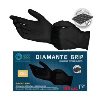 Diamante Grip mustad nitriilkindad puudrita XXL(11)100tk, kastis 10pk