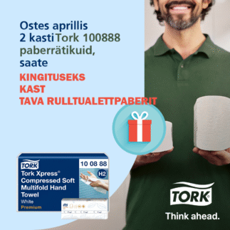 KAMPAANIA! Ostes 2 kasti Tork Interfold Compressed H2 W-fold 2x lehtkätepaberit = KINGITUS