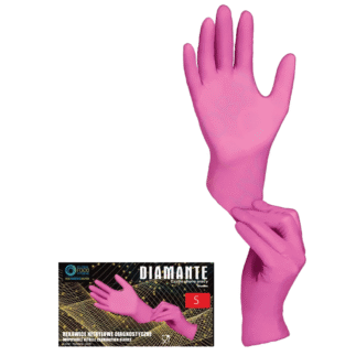 Diamante roosad nitriilkindad puudrita S(6-7) 100tk, kastis 10pk