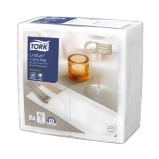 Tork LinStyle 39 söögiriistade tasku-salvrätt, valge, 700tk