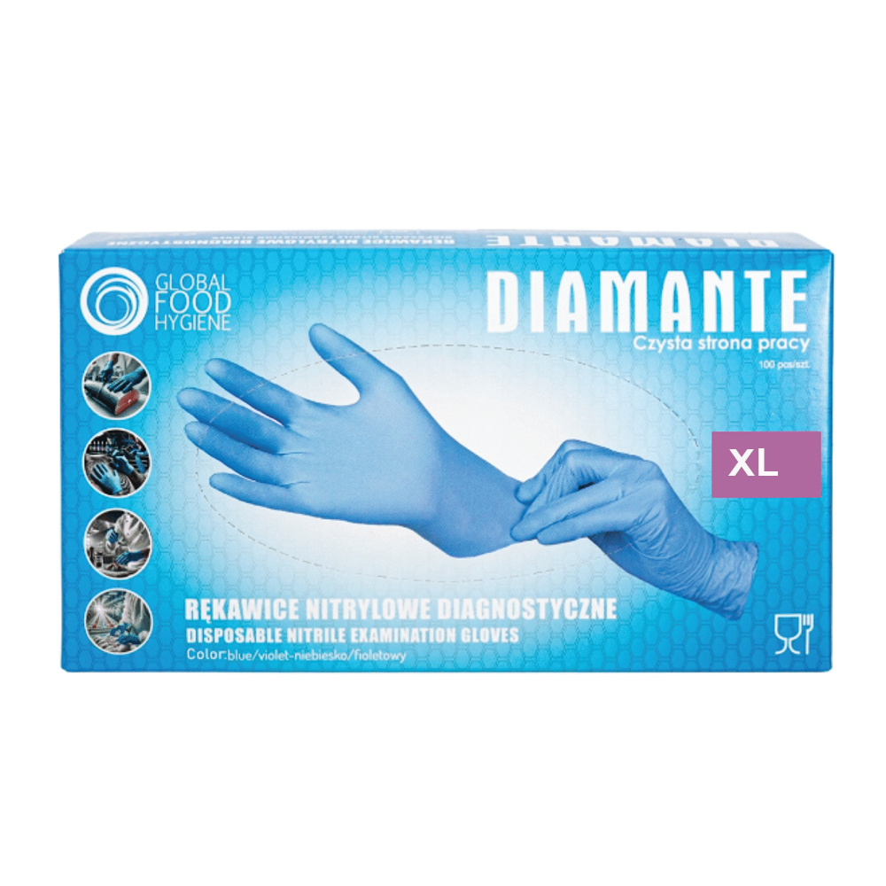 Diamante sinised nitriilkindad puudrita XL(9-10) 100tk, kastis 10pk - Pilt 8